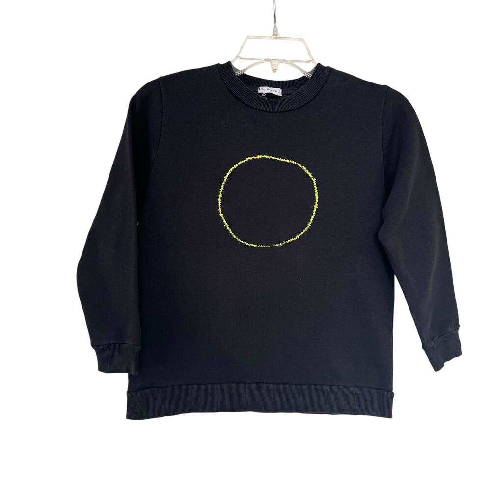 Two In A Castle Black Neon Green Embroidered Circle Sweatshirt Size 10 Kids
